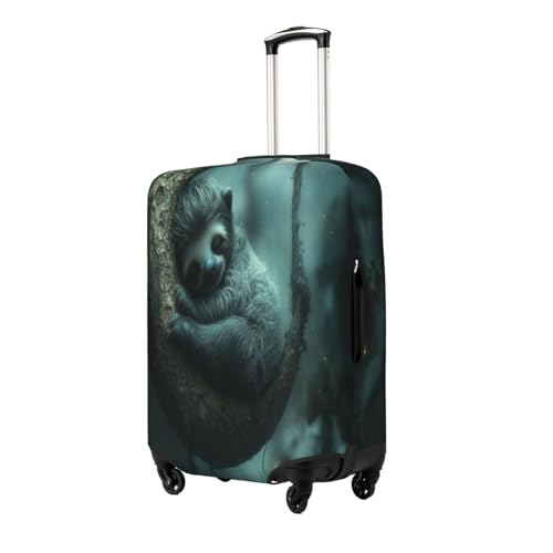 A Sleeping Sloth Durable Luggage Cover Suitcase Protector Anti-Scratch Luggage Cover Fits 18-32inch Luggage, Black, M2
