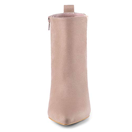 Allegra K Allegra K Women's Zipper Block Heels Dust Pink Ankle Boots 8 M US