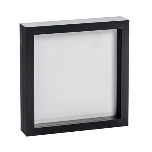 Nicola Spring 3D Shadow Box Photo Frame - 8 x 8" (20 x 20cm) - Pack of 1 - Black 3D Photo Frame 3D Box Picture Frame Box Square Display Case for Crafts, Keepsakes, Wedding, Graduation