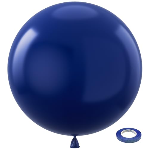 Bezente Navy Blue Giant Balloons 36 Inch - 8 Pack Jumbo Blue Balloons Large Round Dark Blue Latex Balloons for Baby Shower Graduation Wedding Party Decorations