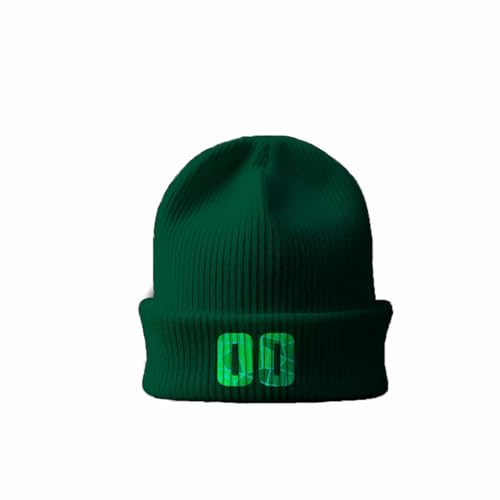 Bonnet crollé 00 Number couleur spruce en maille côtelée pour l'hiver
