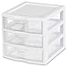 Sterilite 6-Pack ClearView 3-Drawer Cart, Small Plastic Storage Organizer Drawers, White - Organizing Drawer Containers for Bathroom, Closet, Kitchen, and Bedroom