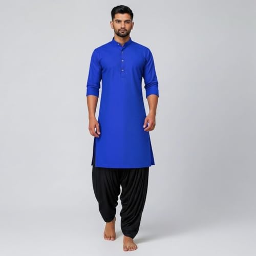 Image of Mens Pure Coton Kurta Dhoti Set | Traditional Ethnic Wear for Festive & Wedding Men's Cotton Kurta with Dhoti Set | Comfortable Ethnic Traditional Outfit Stylish Men's Cotton Kurta Dhoti Set.