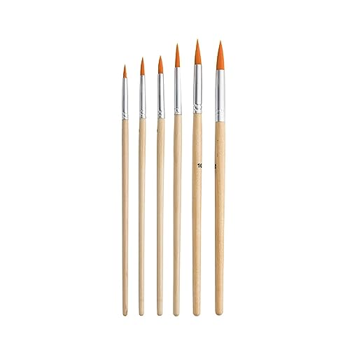 Pinceaux peinture à l'huile et aquarelle avec manche boisé robuste et poils nylon Lot de 6