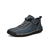 [FKHK] バイクブーツ メンズ ビジネス スリッポン ハイカット 防水 革 軽量 カジュアル ショート 幅広 黒 白 アウトドア つま先保護 人気 紳士靴 ワークブーツ 大きいサイズ 歩きやすい 紐なし ウォーキング 厚底 通勤 (ブルー, 大人, 29.0 cm, 数値, 日本の靴のサイズ寸法)