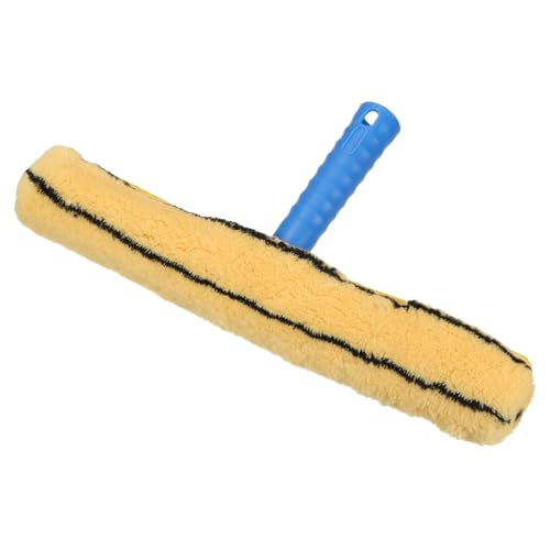 Image of MECCANIXITY Microfiber Scrubber Cleaning Tool with Blue Handle for Window Glass Marble Wall Home Bathroom, Yellow