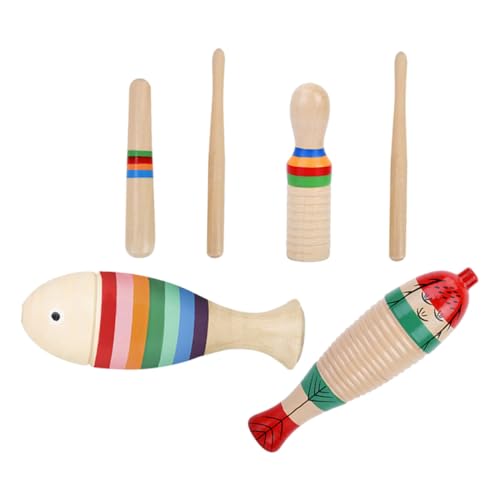 Wakauto 3 Conjuntos De Instrumentos Musicais Apitos Guiro Instrumento De Percussão Guiro Instrumento