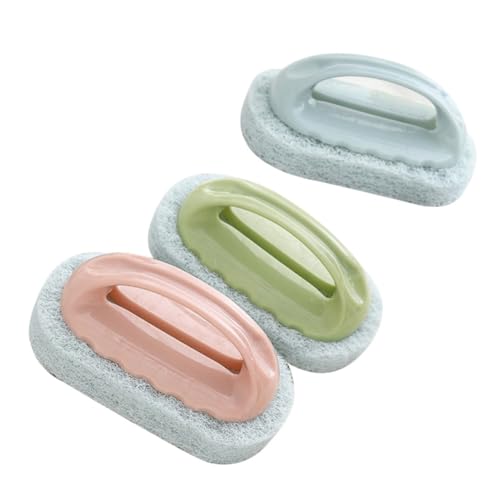 PACKOVE Household Handle Cleaning Brush with Sponge Eraser Kitchen for Bathtub Pool and Dishwashing Pink Non Scratch Design for