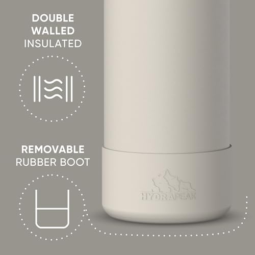 Hydrapeak Botella Deportiva Aislada de Agua 26oz con Tapa Chug, Antiderrames, Conserva Bebidas Frías 24 Horas y Calientes 12 Horas, Acero Inoxidable Premium (26oz, Piedra) miniatura 2