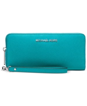 Image of Michael Kors Jet Set Travel Continental Wallet Tile Blue Leather New, Tile Blue, One Size