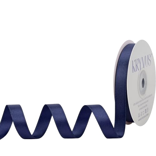 Kryvus Navy Blue Satin Ribbon, Double Faced 1/2 Inch X 25 Yards Navy Blue Ribbon, Premium Satin Ribbon for Gift Wrapping, Crafts, Hair Bow Making, Sewing, Flower Bouquet, Wedding Party Decor
