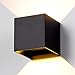 LED Aluminum Waterproof Wall Lamp ,12W 85-225V 3200K Adjustable Outdoor Wall Light Warm Light 2 LEDS (Black)