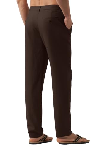 Image of Willit Men's Linen Pants Casual Lightweight Drawstring 29 inch 30 inch 32 inch