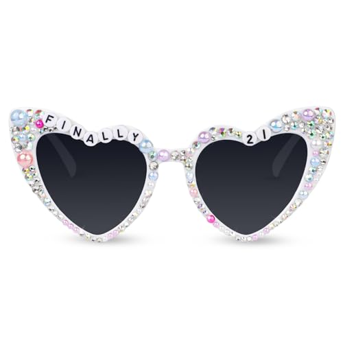 JUSTOTRY 21st Birthday Sunglasses, Finally 21 Birthday Glasses 21st Birthday Decorations Gifts Accessories for Women