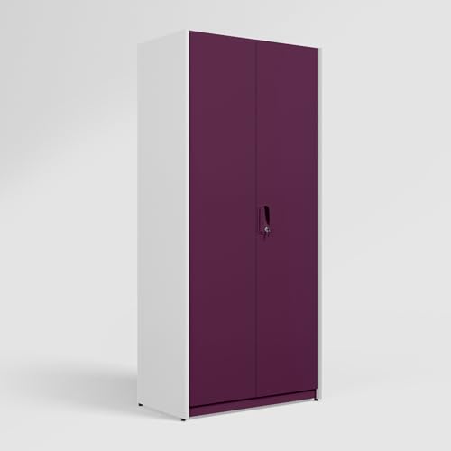 Image of GODREJ INTERIO Neolite 2-Door Steel Almirah (Textured Mulberry), 4 Shelves, 1 Locker 1-Year Warranty, 4 Shelves, 1 Locker