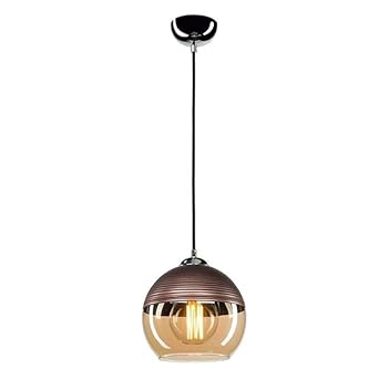 MFN Luster Doom Globe Shade Ceiling Hanging Pendant Light Lamp for Bedroom, Living Room(Metal, Glass)