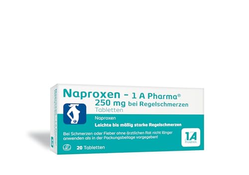 Naproxen 1 A Pharma 250 mg bei Regelschmerzen | Schmerztablette | Bis zu 12 h Wirkung | ab 12 Jahren