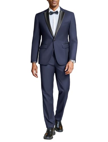 COOFANDY Mens Tuxedo Suit Set Slim Fit 2 Piece One Button Blazer Jacket Pants for Wedding,Dinner,Prom