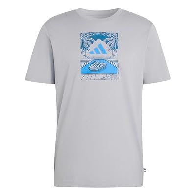adidas Herren Summer Slides Relax Graphic T-Shirt, Halo Silver, XL