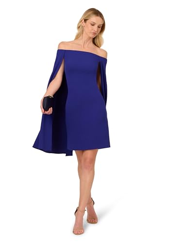 Image of Adrianna Papell Stretch Crepe Side Ruched Dress with Pearl Trim Sleeves