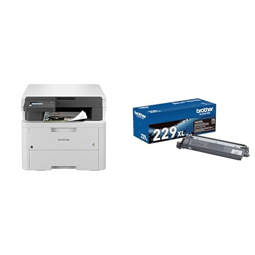 Image of Brother HLL3300CDW Printer and TN229XLBK High Yield Toner