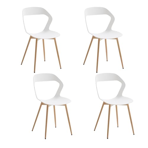 JZGORC Lot de 4 Chaises de Salle à Manger Nordiques, Chaises de Cuisine, avec Pieds de Chaise en Métal, Grand Design de Dossier évidé, idéal pour Salon, Salle de...