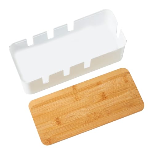 Soporte para de gestión de Cables: Cubierta de Madera para de Cables, Protector contra sobretensiones, Centro Multimedia de Cocina para el hogar, Escritorio para estación de Trabajo en Sala