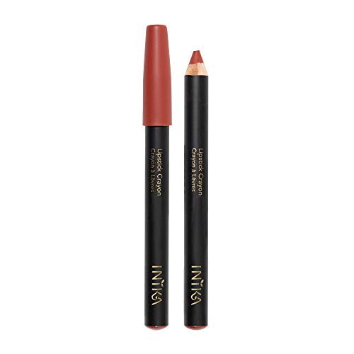 INIKA Certified Organic Lipstick Crayon - All Natural Lip Liner & Lip Gloss Base | Moisturizing Lip Crayon | Full-Coverage Lipstick with Coconut Oil | Vegan Makeup | Cruelty Free 3g (Chili Red)