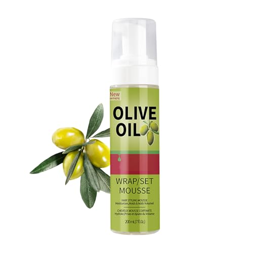 Olive Oil Styling Mousse,Hair Styling Curling Mousse,Natural Moisturizing Hair Mousse,Frizz Control Curly Hair Mousse,Hair Fluffy and Curling Tool,200ML