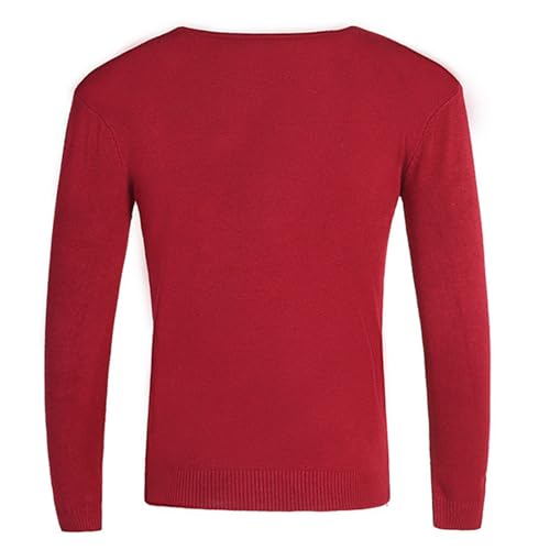 Long Sleeve Sweater Men V Neck Textured Pullover Sweater Casual Warm Basic Sweaters3