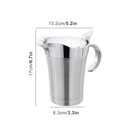 Stainless Steel Double Wall Insulated Gravy Jug - Thermal Serving Boat for Sauce, Milk, Cream, Custard (750ml) - Image 2