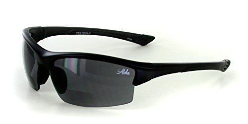 Stone Creek® MX1 Men's Wrap-Around Bifocal Reading Sports Sunglasses (Black w/Smoke +2.50)