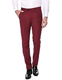 COOFANDY Mens Dress Pants Slim Fit Stretch Formal Pants Wrinkle Free Expandable Waist Suit Pants Wine Red