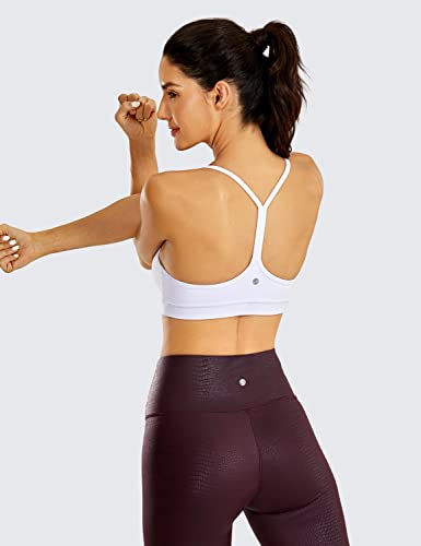 Image of CRZ YOGA Y Back Womens Sports Bra - Padded Racerback Spaghetti Thin Strap Low Impact Workout Sexy Low Cut Yoga Bra