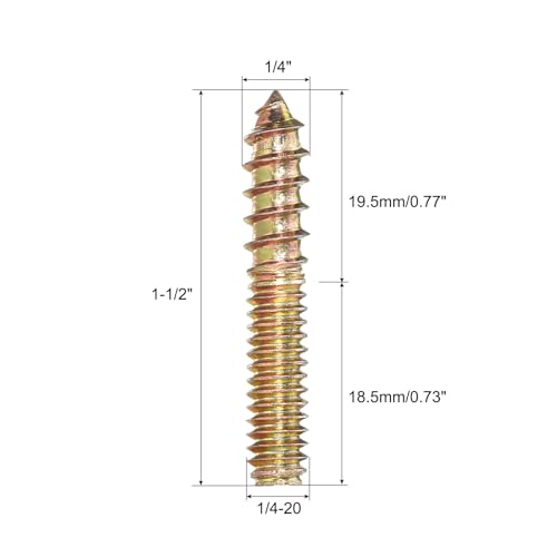 Image of uxcell 1 /4-20 x 1-1 /2 inch Hanger Bolts Double Head Dowel Screw for Wood Furniture 40pcs