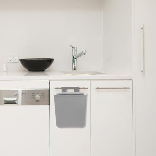 Bote de basura colgante para cocina gris con tapa miniatura 4
