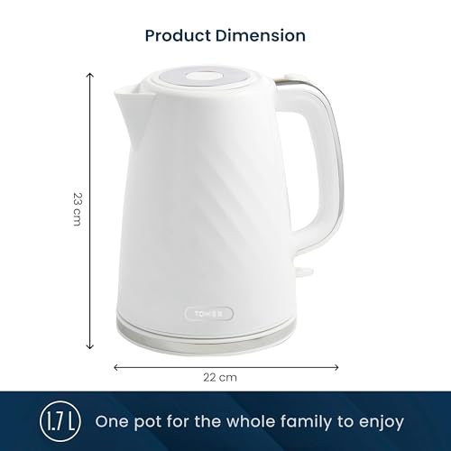Image of Tower Premium Windsor Electric Kettle 1.7L, 1350W | Strix Controller, Rapid Boil in 45 Seconds, Auto Shut-Off, Boil-Dry Protection, 360 Power Base, Water Level Indicator, 2.5 Year Warranty (White)