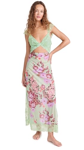 FP Movement Women's Suddenly Fine Maxi Slip Dress, Sage Combo, Green, Floral, L