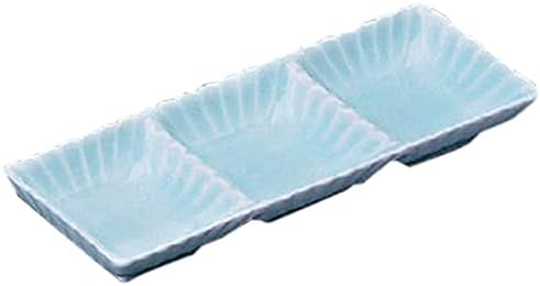 せともの本舗 Set of 3 Dividers Condiment Dish, Blue White Porcelain Square 3-Piece Pot, 8.7 x 3.0 x 1.0 inches (220 x 75 x 25 mm), Japanese Tableware, Ryokan, Restaurant, Commercial Use