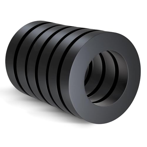 Thaibear Ferrite Ring Magnet, 6PCS OD2.35 x ID1.25 x 10mm, Big Circle Magnets with Hole, Grade 10 Large Ceramic Round Magnets Strong for DIY, Science Projects, Kitchen