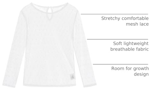 Image of Noomelfish Girls Lace Layering Tops Sheer Mesh Tee Shirts Blouse (5-12 Years)