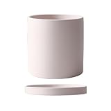 陶器鉢 北ヨーロッパスタイルのセラミックプランター 大小型号 トレー付き 穴付き 保水機能 おしゃれ鉢 プランター 鉢植え 装飾的な庭 サボテン鉢 多肉植物 部屋 飾り 観葉植物 セメント 鉢 (11*11cm,米白)