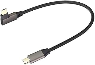 AAOTOKK 90 Degree USB 3.1 Type c to Type C Cable 60W&3A Right & Left Angled 3.1 USB Type C Male Extension Cable Supports Charging,Data,Audio,Video Cable for Laptop&Tablet&Mobile Phone.(0.3M/1Ft)