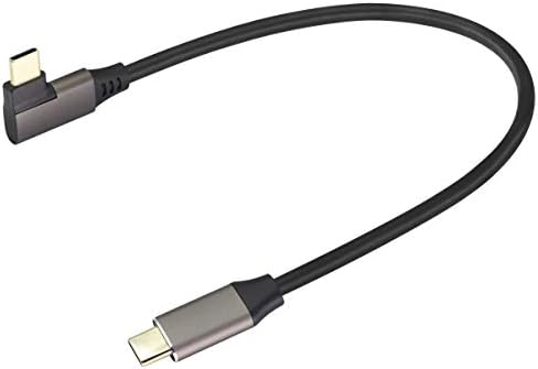AAOTOKK Kabel USB 3.1 typu C do typu C 90 stopni 60 W i 3 A, prawy i lewy kątowy, męski przedłużacz 3,1 USB typu C, obsługuje ładowanie, dane, audio, kabel wideo do laptopa, tabletu i telefonu
