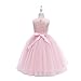 Glamulice Lace Bridesmaid Dress Flower Girl First Communion Kids Birthday Ball Gown Princess Elegant Tulle Maxi Long A Line Pageant Ball Gown Christmas Girls Wedding Party Dresses Blush Pink 6 Holiday