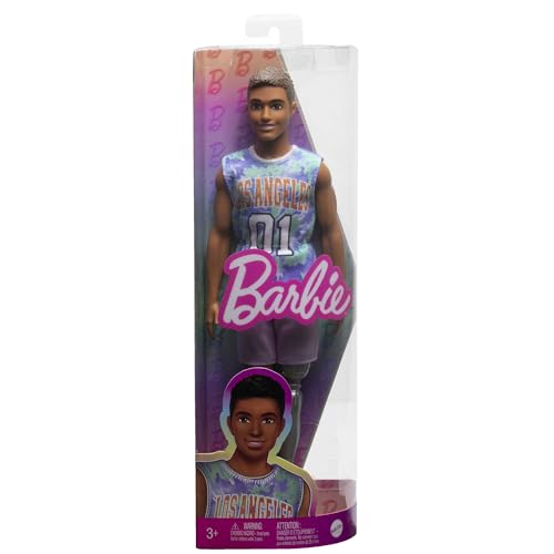 Barbie® Ken® Fashionistas™ Doll #212 with Prosthetic Leg, Wearing Los Angeles Jersey and Purple Shorts with Sneakers