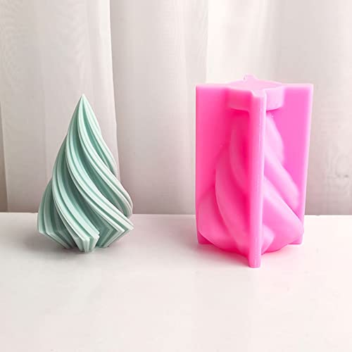 Fogun Rotary Cone Candle Mold Diy Christmas Tree Geometric Striped Soap Aromatherapy Resin Plaster Making Mould Home Decors #TOP4