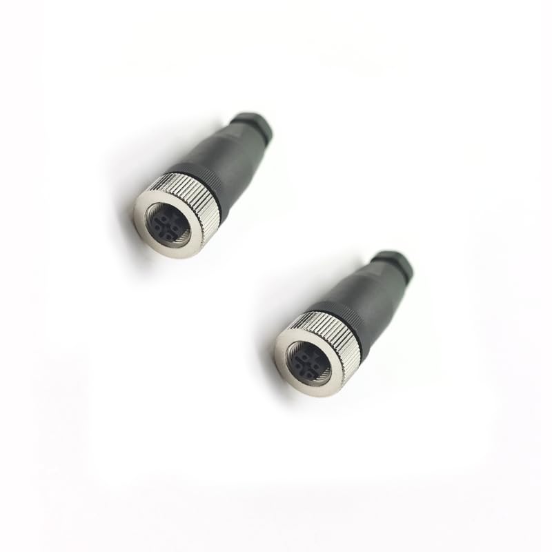 10Pcs M12 4 Pin Female Connector, Field Assembly Wireable Adapter 12mm IP67 Waterproof Straight Sensor D Code Unshiled Industrial Circular Connector for Electric Bicycles PG7 Cable 250V 4A(10PCS)