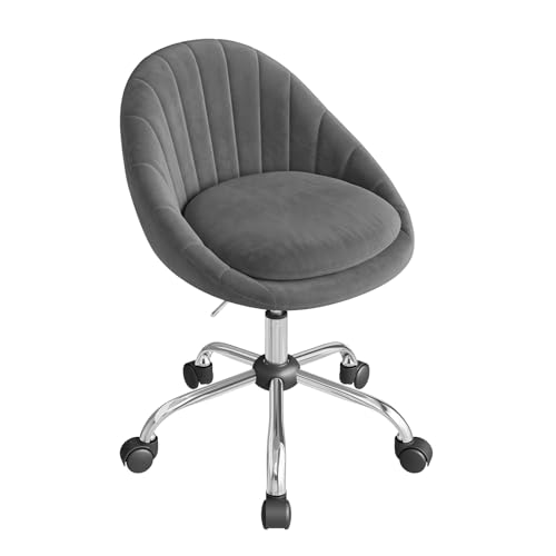 WOLTU Homeoffice Stuhl, Bürostuhl ergonomisch, Drehstuhl mit Rollen, Schreibtischstuhl 150 kg belastbar, für Arbeitszimmer Schlafzimmer, Samt, Dunkelgrau, BS167dgr