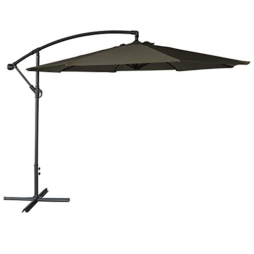 Happy Garden Parasol déporté OAHU rond 3,50m de diamètre gris avec manivelle. Parasol déporté inclinable et rabattable.